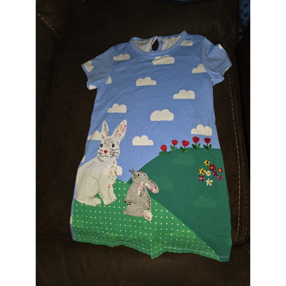 Boutique spring Easter bunny cloud dress size E fits like 4 5